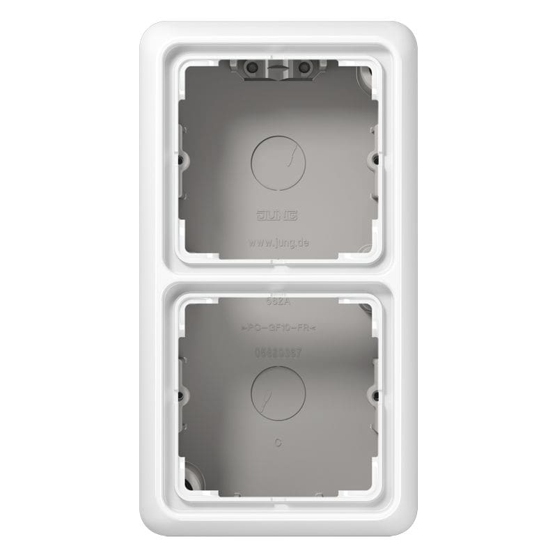 Jung - Boîtier saillie avec Cadre de fintion 2 postes / Série CD 500 Blanc