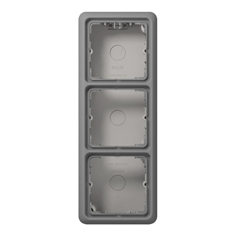 Jung - Boîtier saillie avec Cadre de fintion 3 postes / Série CD 500 Gris