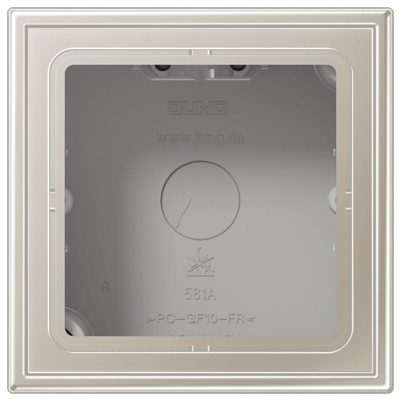 Jung - Boîtier saillie avec cadre 1 poste / LS 990 Métal Inox laqué