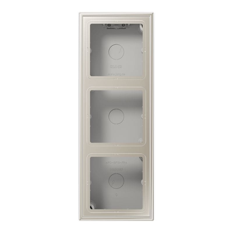 Jung - Boîtier saillie avec cadre 3 postes / LS 990 Métal Inox laqué