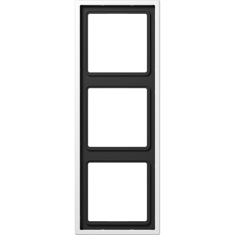 Jung - Cadre 3 postes / LS 990 Métal Inox laqué blanc