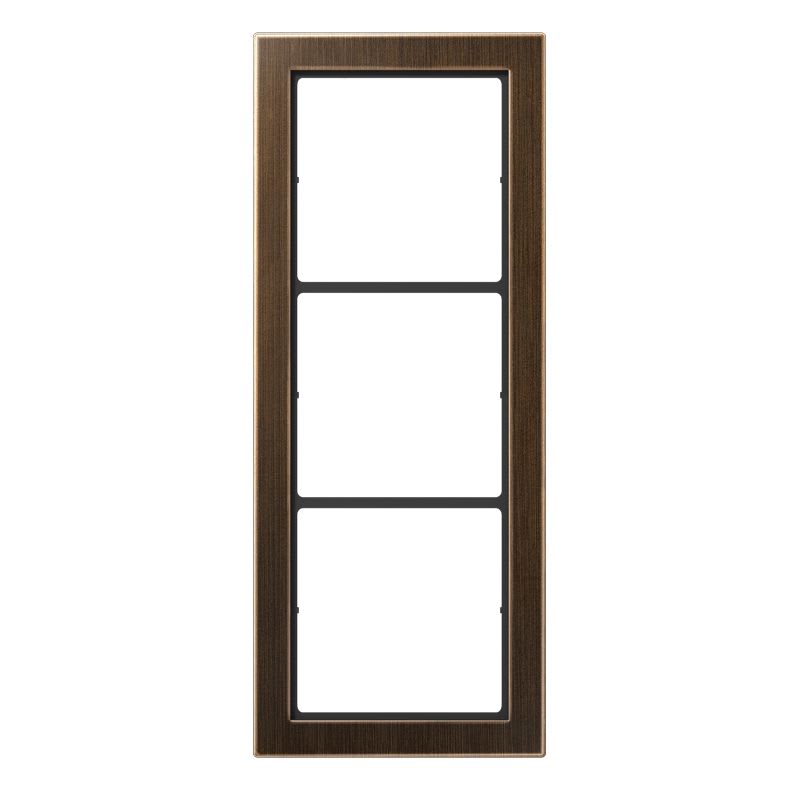 Jung - Cadre 3 postes / LS FLAT DESIGN Laiton ancien