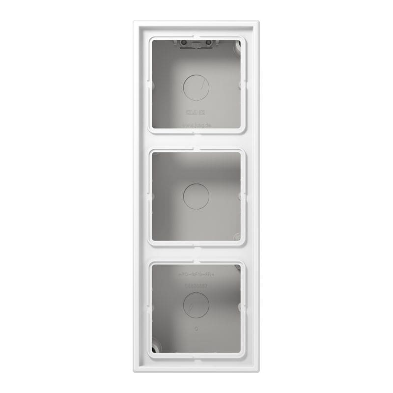 Jung - Boîtier saillie avec cadre 3 postes / LS 990 Blanc