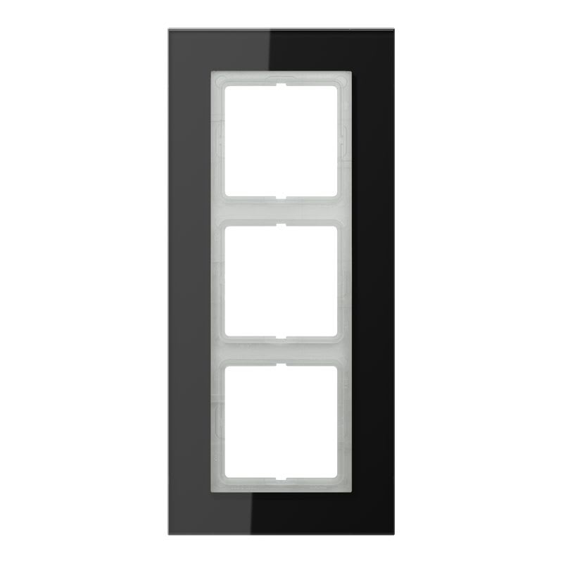 Jung - Cadre 3 postes / LS PLUS Verre Noir