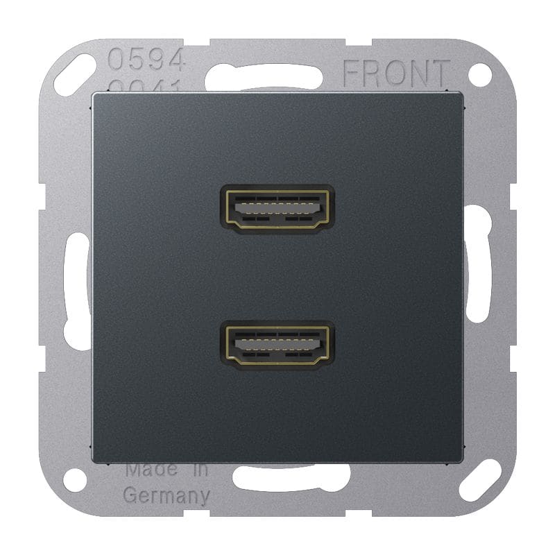 Jung - Connecteur Multimédia 2 x HDMI 2.0 / A 500 Anthracite