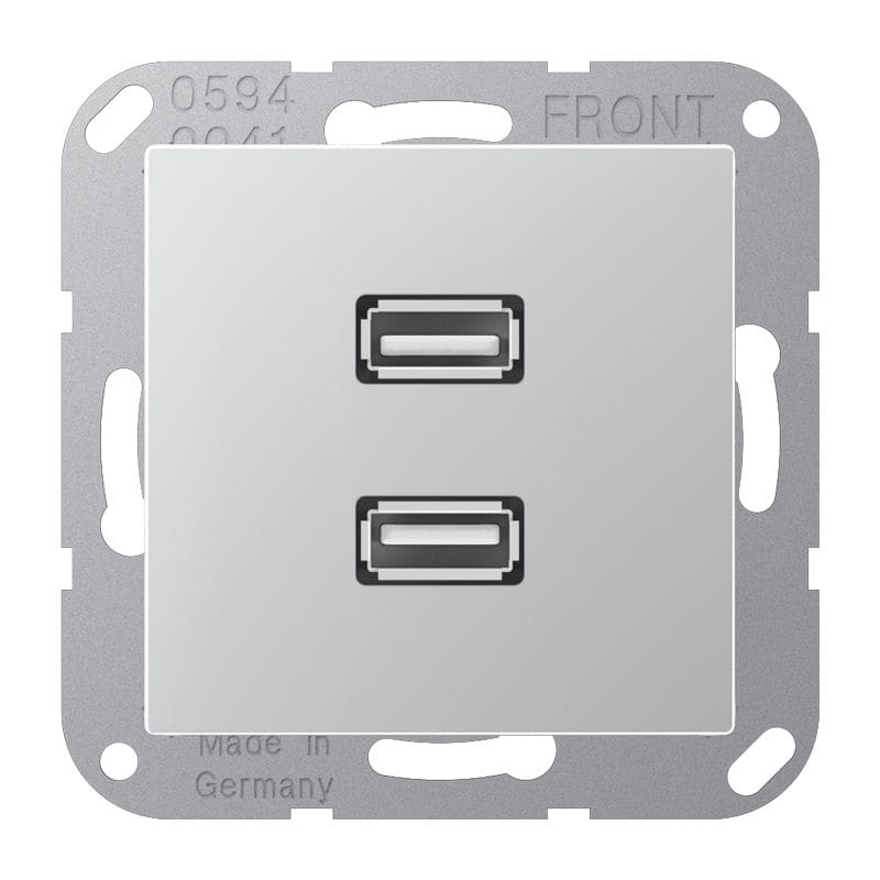 Jung - Connecteur Multimédia 2 x USB 2.0 / A 500 Aluminium