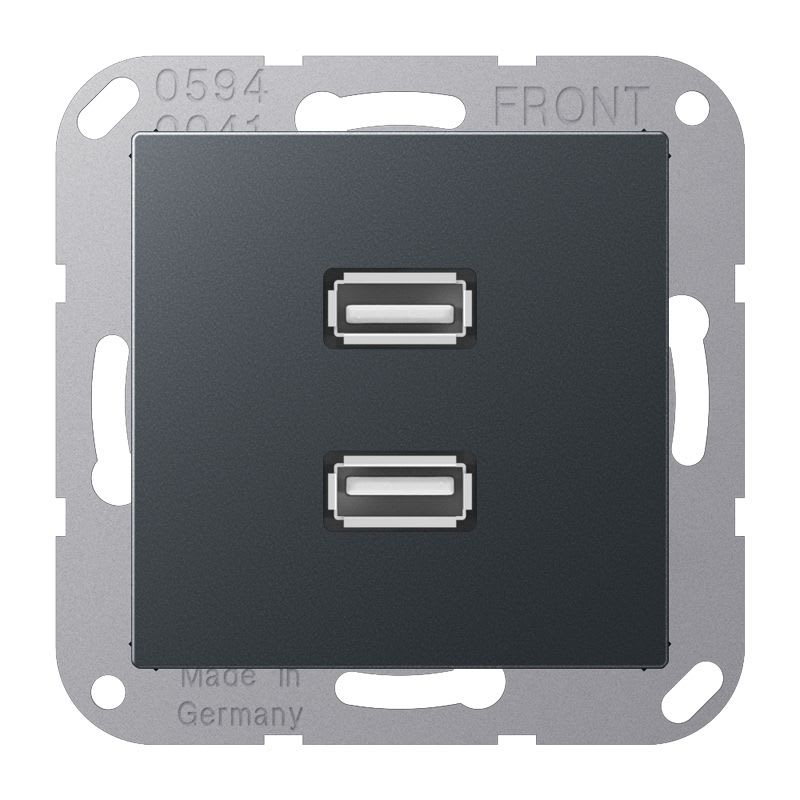 Jung - Connecteur Multimédia 2 x USB 2.0 / A 500 Anthracite