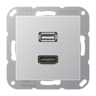 Jung - Connecteur Multimédia 1 x HDMI + USB 2.0 / A 500 Aluminium