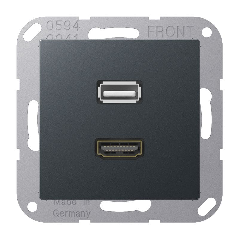 Jung - Connecteur Multimédia 1 x HDMI + USB 2.0 / A 500 Anthracite