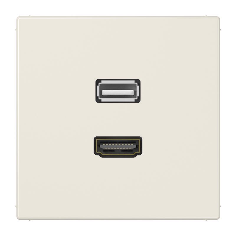 Jung - Connecteur Multimédia 1 x HDMI + USB 2.0 / LS 990 Ivoire
