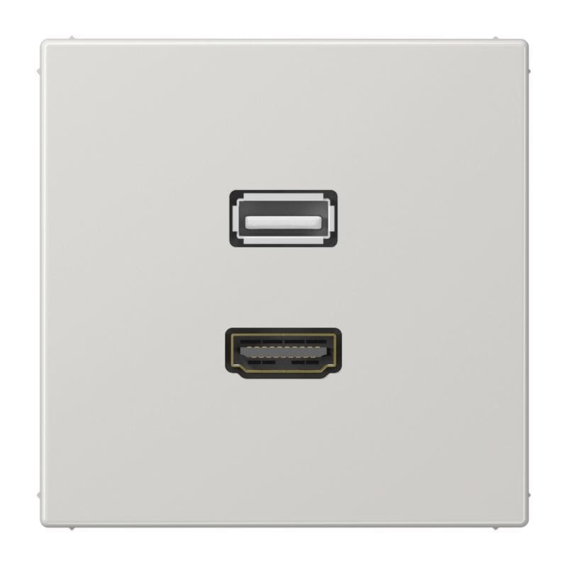 Jung - Connecteur Multimédia 1 x HDMI + USB 2.0 / LS 990 Gris clair
