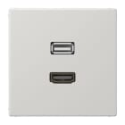 Jung - Connecteur Multimédia 1 x HDMI + USB 2.0 / LS 990 Gris clair