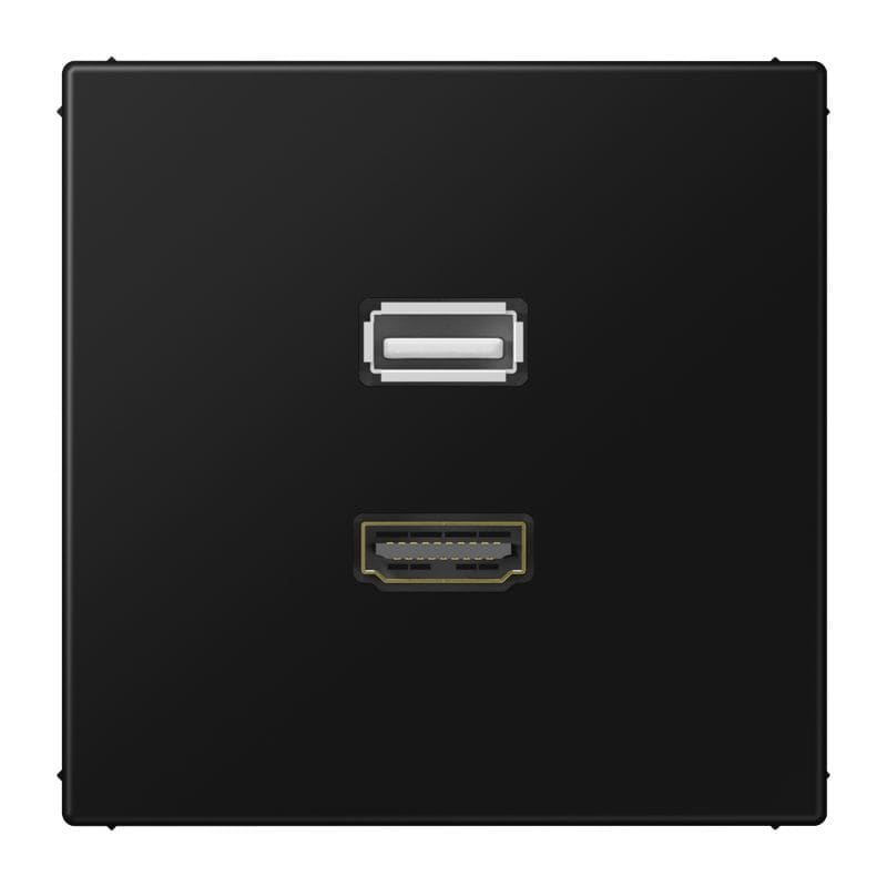 Jung - Connecteur Multimédia 1 x HDMI + USB 2.0 / LS 990 Noir