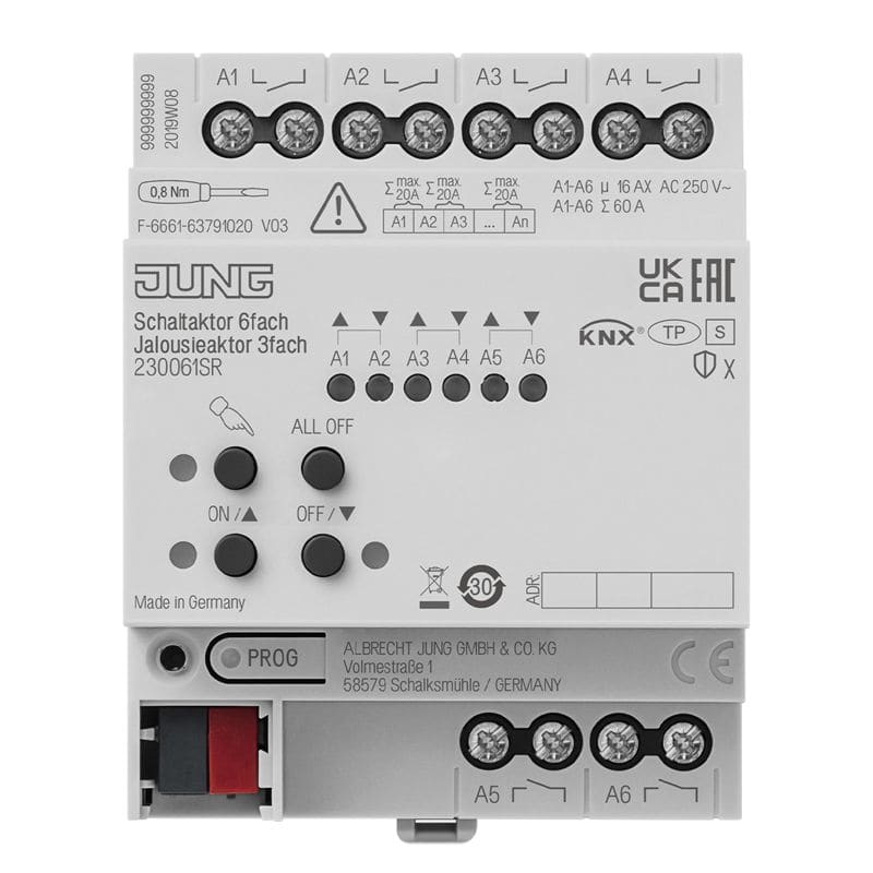 Jung - Actionneur mixte 6S TOR ou 3VR-Store KNX / MOD