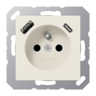 Jung - PC 2P+T type FR avec chargeur USB type AC / A 500 Ivoire