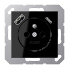 Jung - PC 2P+T type FR avec chargeur USB type AC / A 500 Noir