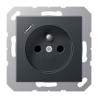 Jung - PC 2P+T type FR avec chargeur USB type C / A 500 Anthracite