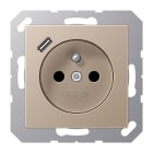 Jung - PC 2P+T type FR avec chargeur USB type C / A 500 Champagne