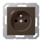Jung - PC 2P+T type FR avec chargeur USB type C / A 500 Moka
