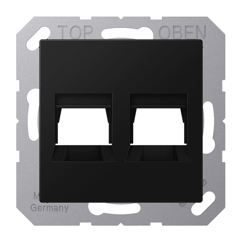 Jung - Enjo + support pour prise RJ 45 - 2 noyaux TE-CONNECT. / A 500 noir mat