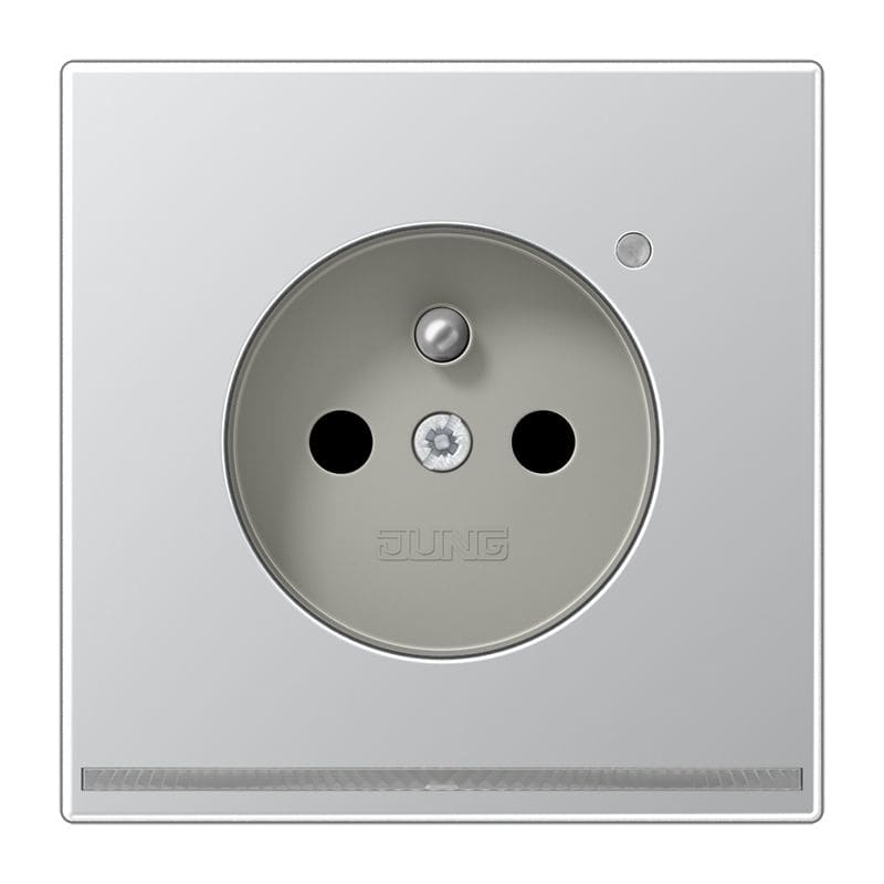 Jung - Prise 2P+T avec signal lumineux LED / LS 990 Aluminium