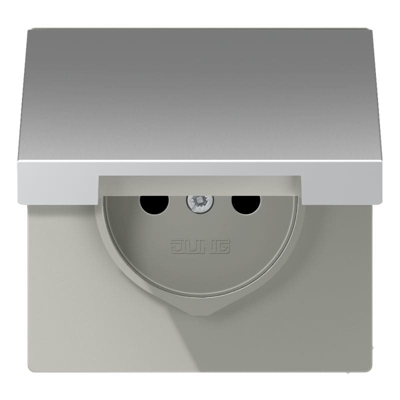 Jung - Enjo prise 2P+T avc couvercle / LS990 IP44 Aluminium laqué