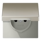 Jung - Enjo prise 2P+T avc couvercle / LS990 IP44 Métal INOX laqué