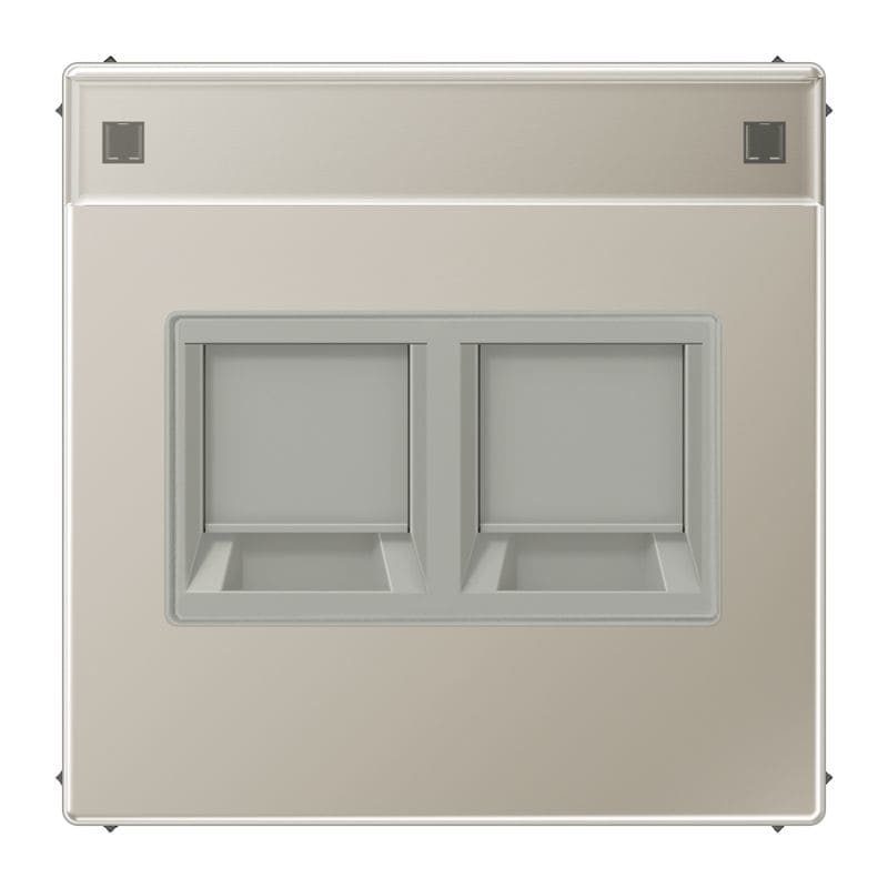 Jung - Enjo RJ 45 double avec PE / LS 990 Métal INOX pour Modular Jack