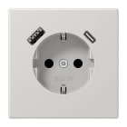 Jung - Prise standard Allemand SCHUKO avec chargeur USB AC / LS 990 gris clair