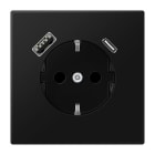 Jung - Prise standard Allemand SCHUKO avec chargeur USB AC / LS 990 noir mat