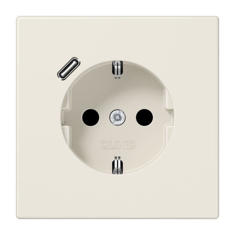 Jung - Prise standard Allemand SCHUKO avec chargeur USB C / LS 990 ivoire