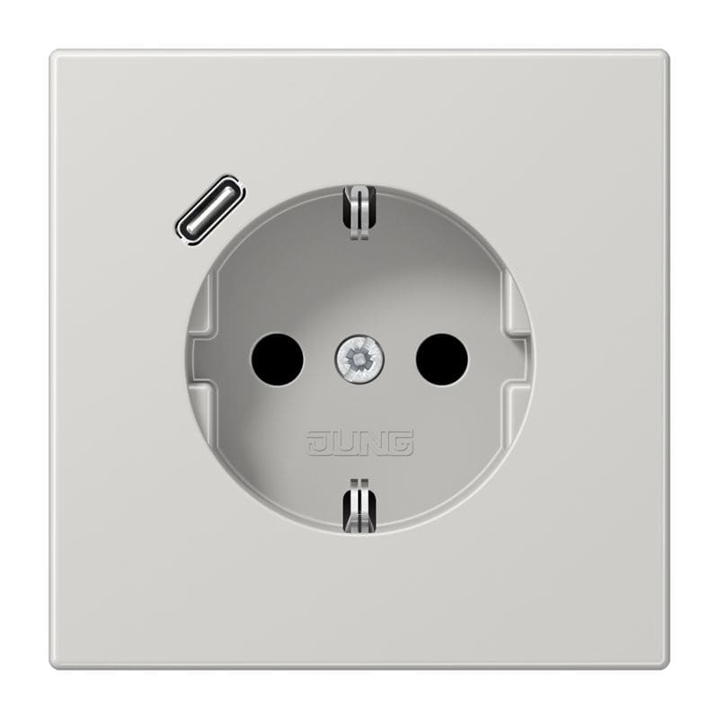Jung - Prise standard Allemand SCHUKO avec chargeur USB C / LS 990 gris clair