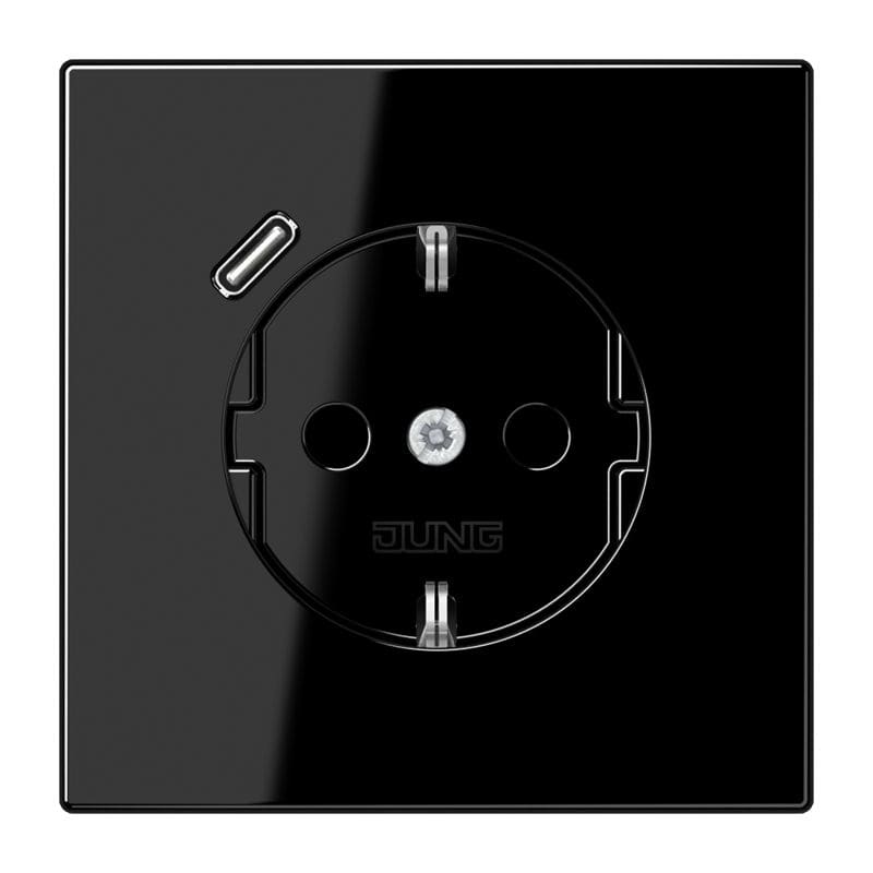 Jung - Prise standard Allemand SCHUKO avec chargeur USB C / LS 990 noir