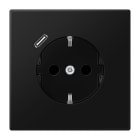 Jung - Prise standard Allemand SCHUKO avec chargeur USB C / LS 990 noir mat
