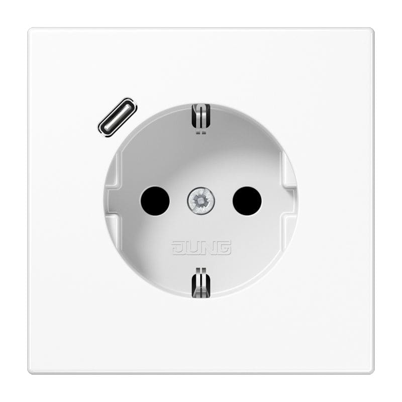 Jung - Prise standard Allemand SCHUKO avec chargeur USB C / LS 990 blanc