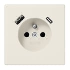 Jung - PC 2P+T type FR avec chargeur USB type AC / LS 990 Ivoire