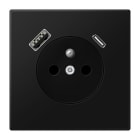 Jung - PC 2P+T type FR avec chargeur USB type AC / LS 990 Noir mat
