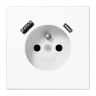 Jung - PC 2P+T type FR avec chargeur USB type AC / LS 990 Blanc