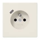 Jung - PC 2P+T type FR avec chargeur USB type C / LS 990 Ivoire