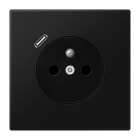Jung - PC 2P+T type FR avec chargeur USB type C / LS 990 Noir mat