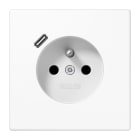 Jung - PC 2P+T type FR avec chargeur USB type C / LS 990 Blanc