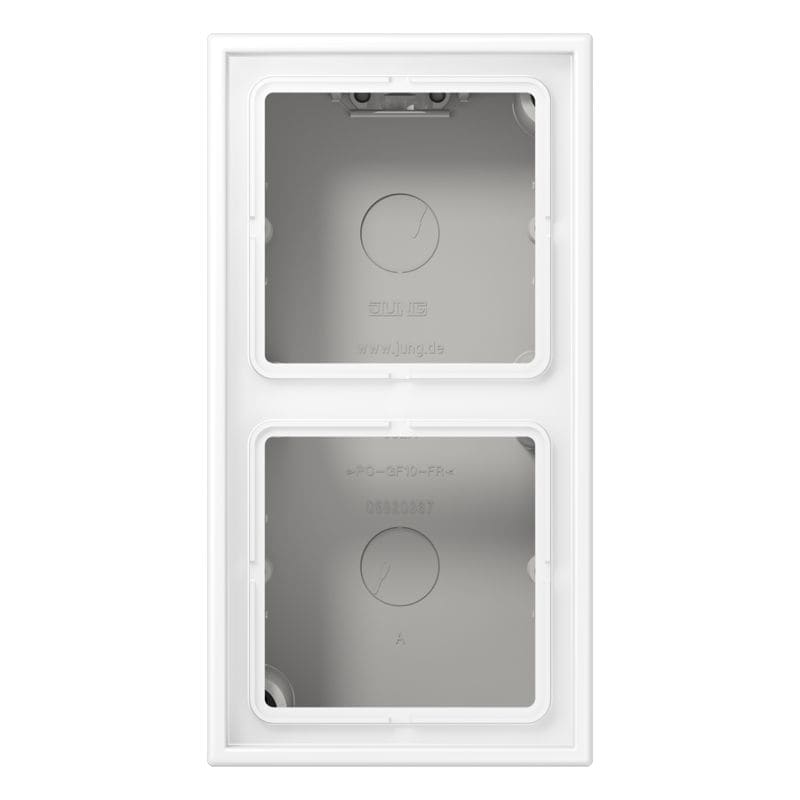 Jung - Boîtier saillie 2 postes avec cadre / LS 990 blanc mat