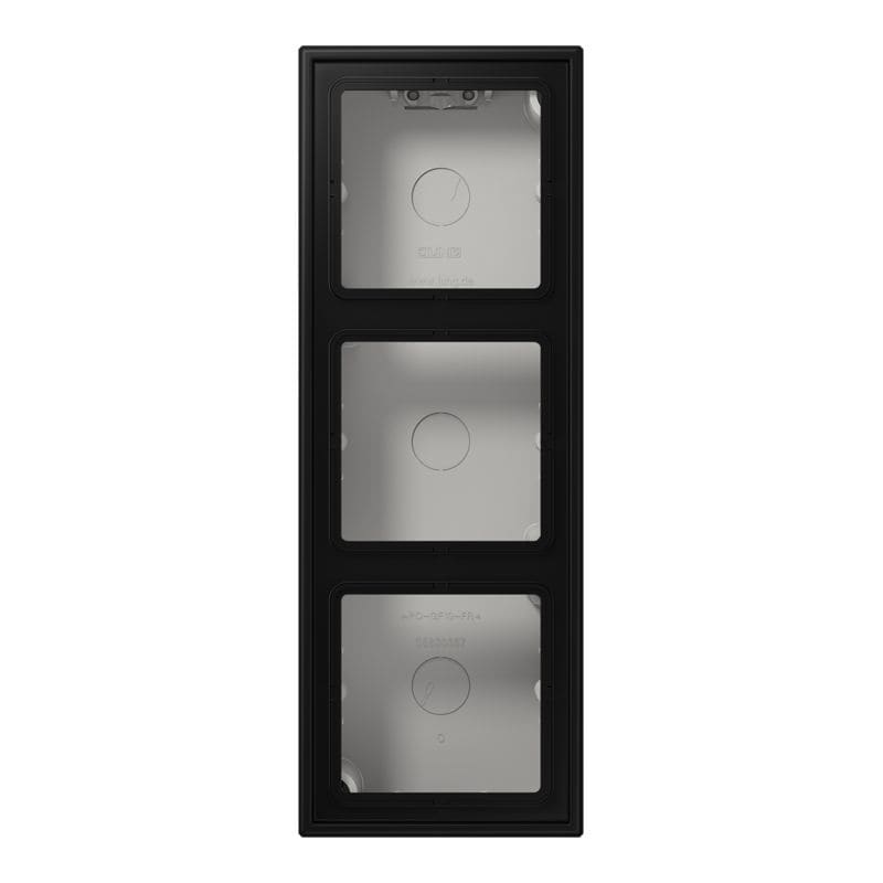 Jung - Boîtier saillie 3 postes avec cadre / LS 990 noir mat