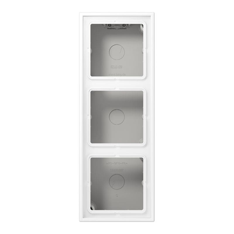Jung - Boîtier saillie 3 postes avec cadre / LS 990 blanc mat