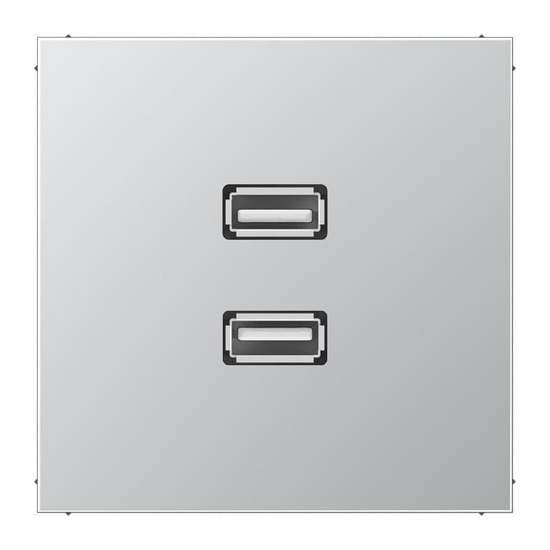 Jung - Connecteur Multimédia 2 x USB 2.0 / LS 990 Aluminium