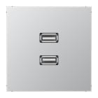 Jung - Connecteur Multimédia 2 x USB 2.0 / LS 990 Aluminium