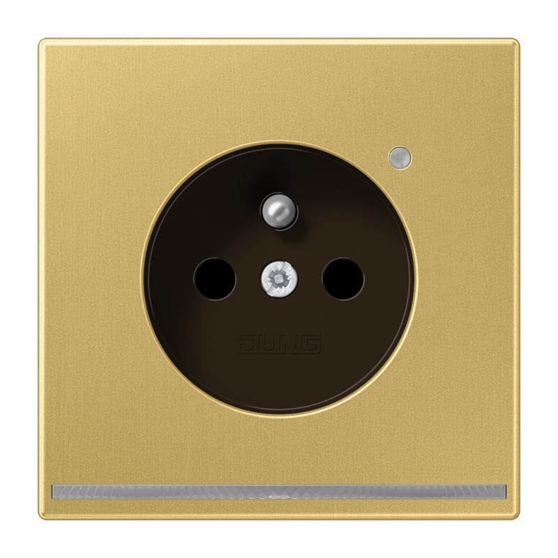 Jung - Prise 2P+T avec signal lumineux LED / LS 990 Laiton doré