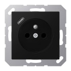 Jung - PC 2P+T type FR avec chargeur USB type C / A 500 Noir Mat