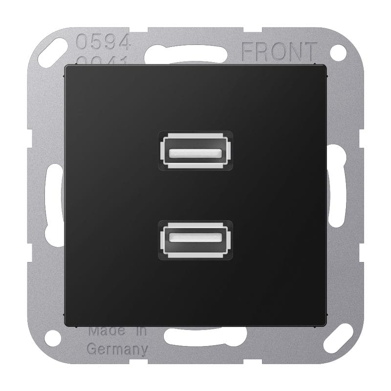 Jung - Connecteur Multimédia 2 x USB 2.0 / A 500 Noir Mt
