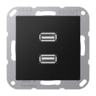 Jung - Connecteur Multimédia 2 x USB 2.0 / A 500 Noir Mt